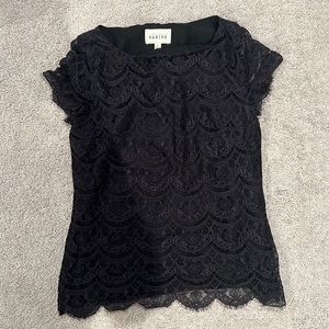 Short sleeve black lace shirt